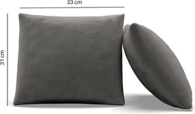 Dekoratív párna, 2 db, hab töltet, bársony, világosszürke