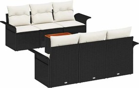 vidaXL Kerti Kanapé Szett tárolóval 7 pcs Fekete és Krém polirattan