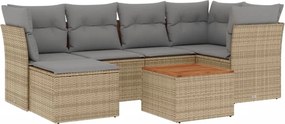 vidaXL 7 részes vegyes bézs polyrattan kerti ülőgarnitúra párnákkal