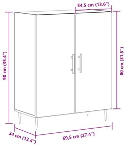 Oldalszekrény Fekete Tölgy 69,5x34x90 cm Műanyag Fa
