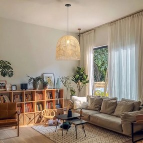 Immax 08263L - Csillár zsinóron PELO 1xE27/40W/230V átm. 50 cm rattan