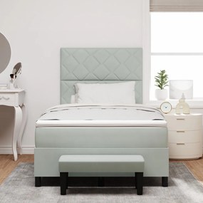 Box Spring Ágy Matraccal és Padot Világosszürke 120x190 cm Bársony