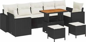 vidaXL Kerti Kanapé Szett 10 pcs Fekete polirattan