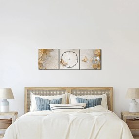 Kép - virágok pillangókkal (órával) (90x30 cm)