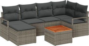 vidaXL Kerti Kanapé Szett tárolóval 7 pcs Szürke polirattan