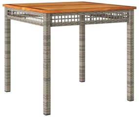 szürke polyrattan és akácfa kerti asztal 80 x 80 x 74 cm