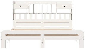 fehér tömör fenyőfa könyvespolcos ágy matrac nélkül 180x200 cm