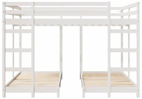 vidaXL Háromszintes emeletes ágykeret Fehér 160 x 200 cm Tömör fenyőfa