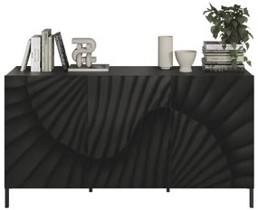 SNAKE háromajtós komód, antracitszürke laminált testtel és antracitszürke, díszített mintázatú előlapokkal