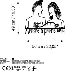 Amore fém fali dekoráció, 56×49 cm