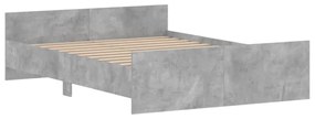betonszürke ágykeret fej- és lábtámlával 140 x 190 cm