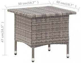 szürke polyrattan teázóasztal 50 x 50 x 47 cm