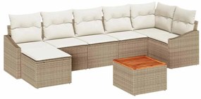 vidaXL Kerti Kanapé Szett párnával 8 pcs Bézs polirattan