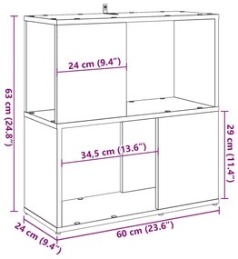 antik fa színű szerelt fa könyvszekrény 60 x 24 x 63 cm