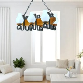 Brilagi - Csillár láncon QUEEN 6xE14/40W/230V bükkfa/dió