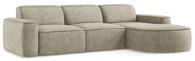 Bézs zsenília sarokkanapé (jobb oldali-heverő résszel) Omao – Makamii