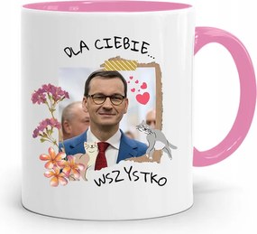Rózsaszín Politikai Bögre Mateusz Morawiecki Miniszterelnök fényképes nyomtatással
