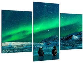 Emberek és az északi fény képe (90x60 cm)