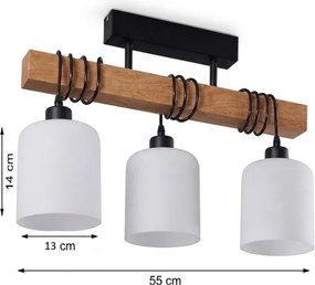 BRILAGI - Felületre szerelt mennyezeti csillár WOOD GLASS 3xE27/60W/230V fenyő/fekete/fehér