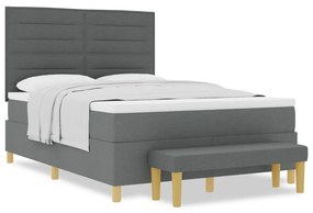 Boxspring ágy matraccal és paddal Sötétszürke 140x200 cm Szövet