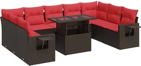 vidaXL 10 részes barna polyrattan akácfa kerti ülőgarnitúra párnákkal