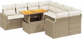 vidaXL 9 részes bézs polyrattan kerti ülőgarnitúra párnákkal