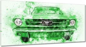 Festmények 115x55 Zöld akvarell Mustang