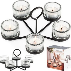 Gyertyatartó Fém fekete teamécsestartó dekorációs asztal