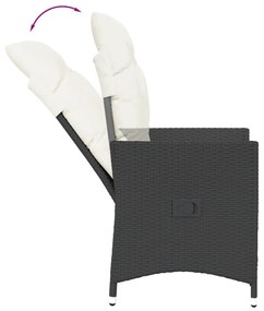3 részes fekete polyrattan bisztrógarnitúra párnával