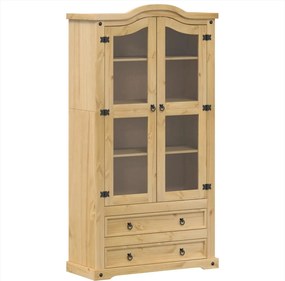 vidaXL Corona tömör fenyőfa vitrinszekrény 99x43x187 cm