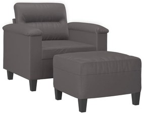 vidaXL szürke műbőr kanapéfotel lábtartóval 60 cm