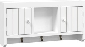 vidaXL fehér szerelt fa és acél kulcsszekrény 40 x 8,5 x 20 cm