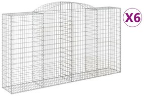6 db íves horganyzott vas gabion kosár 300x50x160/180 cm