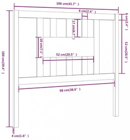 fekete tömör fenyőfa fejtámla 106 x 4 x 100 cm