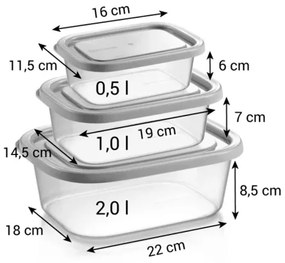 Tescoma 4FOOD Tároló dobozok fagyasztóba3 db, 0,5 l, 1 l, 2 l