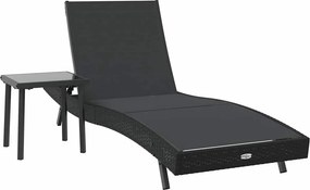 vidaXL Napozó 2 pcs Fekete polirattan