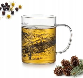 Pohár Bögre Város Elásott 0,4L Átlátszó, Fekete Nyomott Mintás