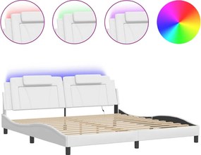 vidaXL fehér ágykeret Viana LED-ekkel matrac nélkül 200x200 cm