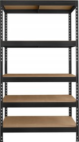 Tárolószekrény Praktik 180x120x60 Fekete Csavarmentes 5polcos Mdf 1375kg