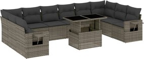 vidaXL 11 részes szürke polyrattan kerti ülőgarnitúra párnákkal