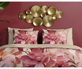 Rózsaszín-bézs egyszemélyes-hosszabbított pamut-szatén ágyneműhuzat 140x220 cm Chaja – Descanso