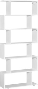 HOMCOM 6 Polcos Könyvespolc Fa S Álformában 80x24x191 cm Fehér | Aosom
