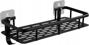 Fürdőszobai Fali Zuhanypolc Fekete Alu Akasztós Loft Öntapadós