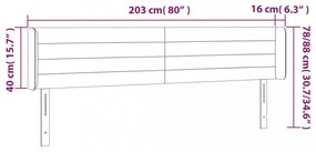 világosszürke szövet LED-es fejtámla 203 x 16 x 78/88 cm