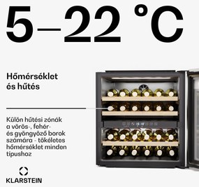 Klarstein Rhone 36 Duo borhűtő, 36 palack, LED vezérlés, push-to-open, csendes