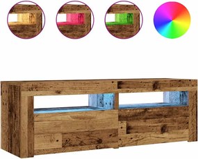 vidaXL 2 db antik fa színű éjjeliszekrény LED-del 60 x 35 x 40 cm
