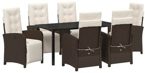 vidaXL Kert étkező szett párnával 7 pcs Barna polirattan