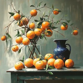Vászonkép Canvas Dekoráció Váza Narancs Mandarin Kancsó 80x80