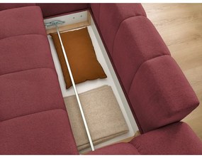 Borvörös zsenília kinyitható-tárolóhelyes sarokkanapé (bal oldali-heverő résszel) Everest – Bobochic Paris