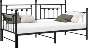 vidaXL Nappali ágykeret Fekete 90 x 190 cm Acél